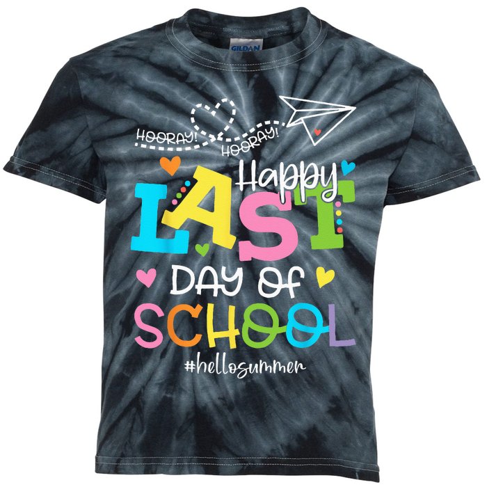 Happy Last Day Of School Hello Summer Students And Teachers Kids Tie-Dye T-Shirt