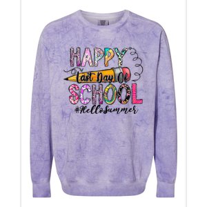 Happy Last Day Of Schools Hello Summer Teacher Student Colorblast Crewneck Sweatshirt