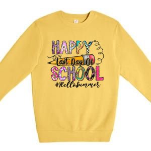 Happy Last Day Of Schools Hello Summer Teacher Student Premium Crewneck Sweatshirt