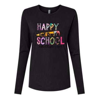 Happy Last Day Of Schools Hello Summer Teacher Student Womens Cotton Relaxed Long Sleeve T-Shirt