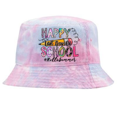 Happy Last Day Of Schools Hello Summer Teacher Student Tie-Dyed Bucket Hat