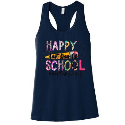 Happy Last Day Of Schools Hello Summer Teacher Student Women's Racerback Tank