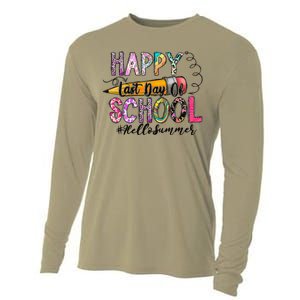 Happy Last Day Of Schools Hello Summer Teacher Student Cooling Performance Long Sleeve Crew