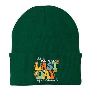 Happy Last Day Of School Graduation Groovy Teacher Student Knit Cap Winter Beanie