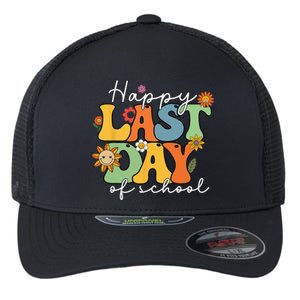 Happy Last Day Of School Graduation Groovy Teacher Student Flexfit Unipanel Trucker Cap