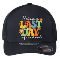 Happy Last Day Of School Graduation Groovy Teacher Student Flexfit Unipanel Trucker Cap