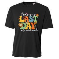 Happy Last Day Of School Graduation Groovy Teacher Student Cooling Performance Crew T-Shirt