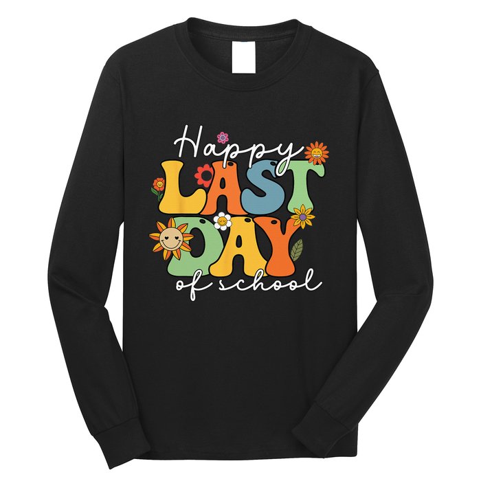 Happy Last Day Of School Graduation Groovy Teacher Student Long Sleeve Shirt