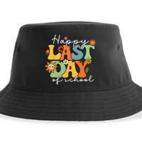 Happy Last Day Of School Graduation Groovy Teacher Student Sustainable Bucket Hat