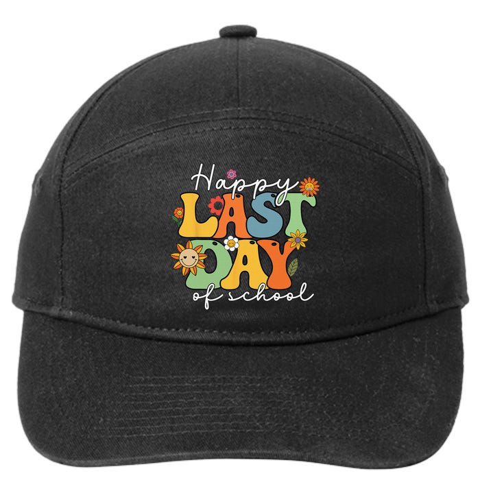 Happy Last Day Of School Graduation Groovy Teacher Student 7-Panel Snapback Hat