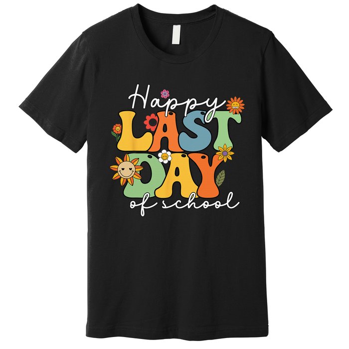 Happy Last Day Of School Graduation Groovy Teacher Student Premium T-Shirt