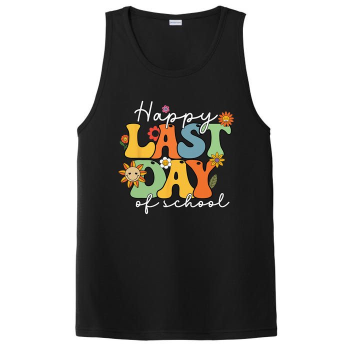 Happy Last Day Of School Graduation Groovy Teacher Student PosiCharge Competitor Tank