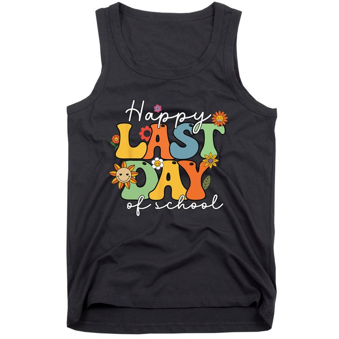 Happy Last Day Of School Graduation Groovy Teacher Student Tank Top