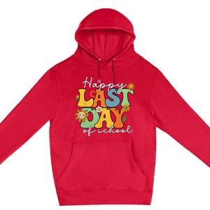 Happy Last Day Of School Graduation Groovy Teacher Student Premium Pullover Hoodie