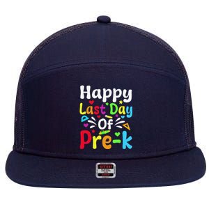 Happy Last Day Of Prek Teacher Student Graduation 7 Panel Mesh Trucker Snapback Hat