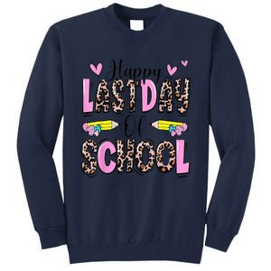 Happy Last Day Of School Leopard Teacher End Of School Year Tall Sweatshirt