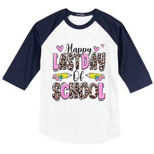 Happy Last Day Of School Leopard Teacher End Of School Year Baseball Sleeve Shirt