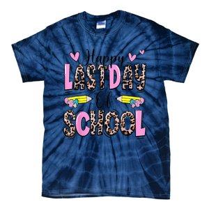 Happy Last Day Of School Leopard Teacher End Of School Year Tie-Dye T-Shirt