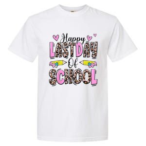 Happy Last Day Of School Leopard Teacher End Of School Year Garment-Dyed Heavyweight T-Shirt