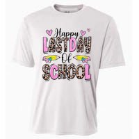 Happy Last Day Of School Leopard Teacher End Of School Year Cooling Performance Crew T-Shirt