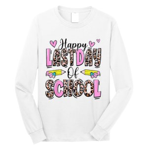 Happy Last Day Of School Leopard Teacher End Of School Year Long Sleeve Shirt