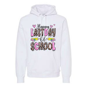 Happy Last Day Of School Leopard Teacher End Of School Year Premium Hoodie