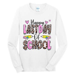 Happy Last Day Of School Leopard Teacher End Of School Year Tall Long Sleeve T-Shirt