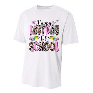 Happy Last Day Of School Leopard Teacher End Of School Year Performance Sprint T-Shirt