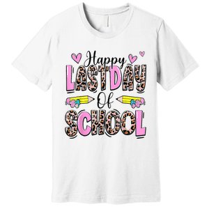 Happy Last Day Of School Leopard Teacher End Of School Year Premium T-Shirt