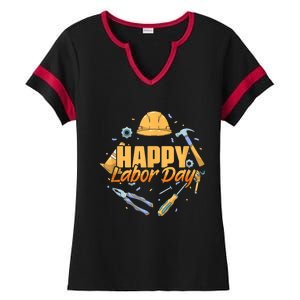 Happy Labor Day American Workers Ladies Halftime Notch Neck Tee