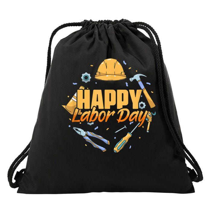 Happy Labor Day American Workers Drawstring Bag