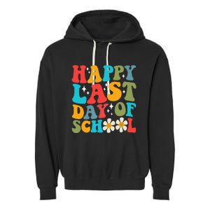 Happy Last Day Of School Hello Summer Groovy Teacher Student Garment-Dyed Fleece Hoodie