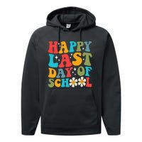 Happy Last Day Of School Hello Summer Groovy Teacher Student Performance Fleece Hoodie