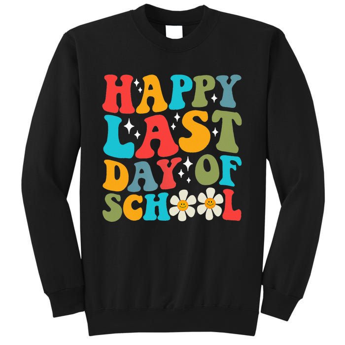 Happy Last Day Of School Hello Summer Groovy Teacher Student Sweatshirt