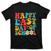 Happy Last Day Of School Hello Summer Groovy Teacher Student T-Shirt