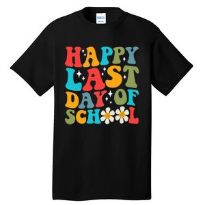 Happy Last Day Of School Hello Summer Groovy Teacher Student Tall T-Shirt