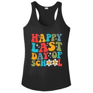 Happy Last Day Of School Hello Summer Groovy Teacher Student Ladies PosiCharge Competitor Racerback Tank