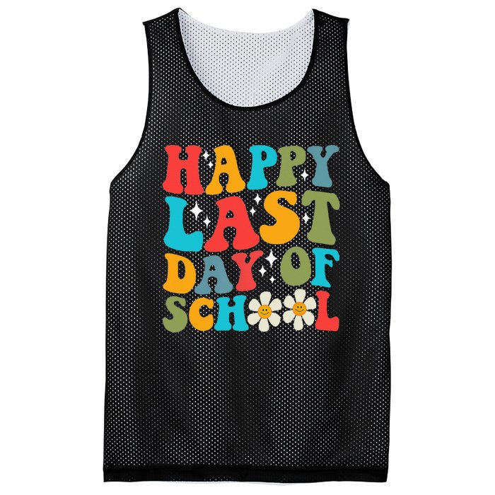 Happy Last Day Of School Hello Summer Groovy Teacher Student Mesh Reversible Basketball Jersey Tank