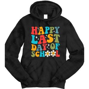 Happy Last Day Of School Hello Summer Groovy Teacher Student Tie Dye Hoodie