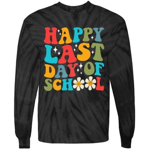 Happy Last Day Of School Hello Summer Groovy Teacher Student Tie-Dye Long Sleeve Shirt