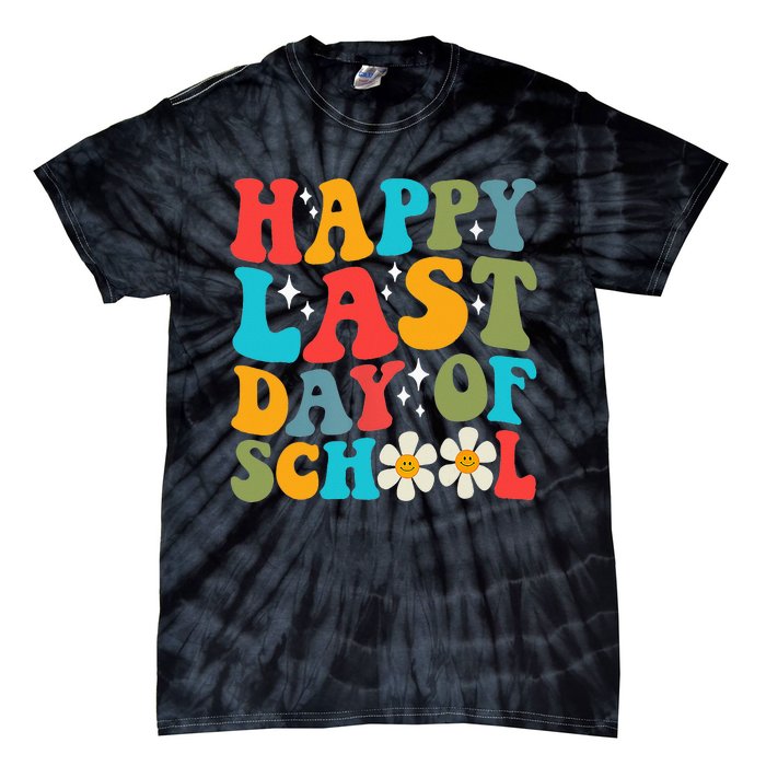 Happy Last Day Of School Hello Summer Groovy Teacher Student Tie-Dye T-Shirt