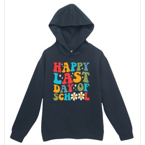 Happy Last Day Of School Hello Summer Groovy Teacher Student Urban Pullover Hoodie