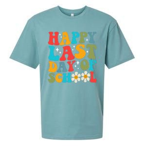 Happy Last Day Of School Hello Summer Groovy Teacher Student Sueded Cloud Jersey T-Shirt