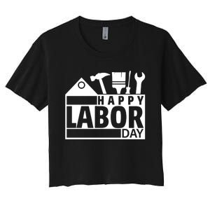 Happy Labor Day Celebration Graphic Women's Crop Top Tee