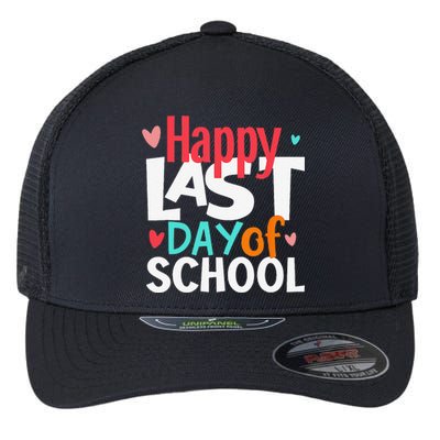 Happy Last Day Of Schools Teacher Student Hello Summer Flexfit Unipanel Trucker Cap