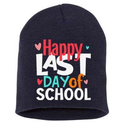 Happy Last Day Of Schools Teacher Student Hello Summer Short Acrylic Beanie