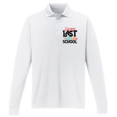 Happy Last Day Of School Teacher Student Graduation Performance Long Sleeve Polo