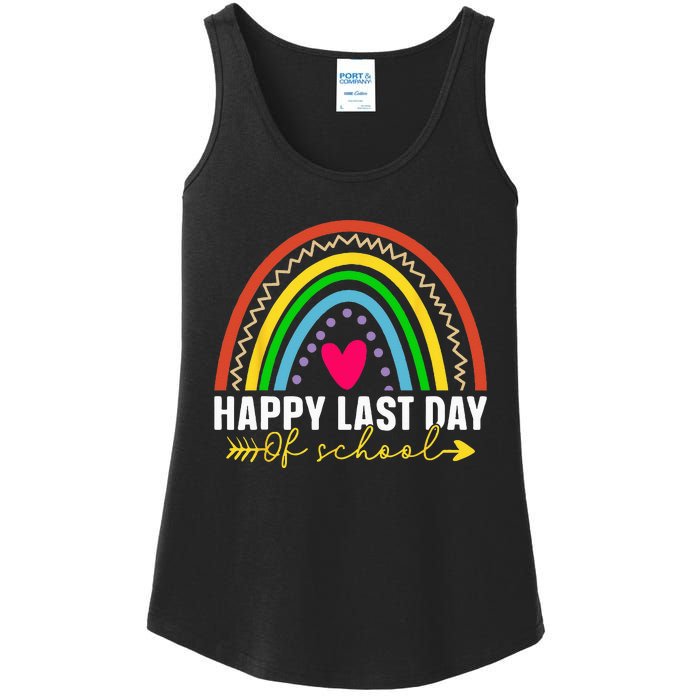 happy last day of school hello summer teacher student Ladies Essential Tank