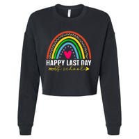 happy last day of school hello summer teacher student Cropped Pullover Crew