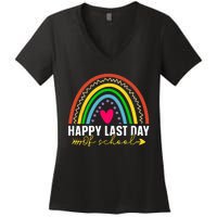 happy last day of school hello summer teacher student Women's V-Neck T-Shirt